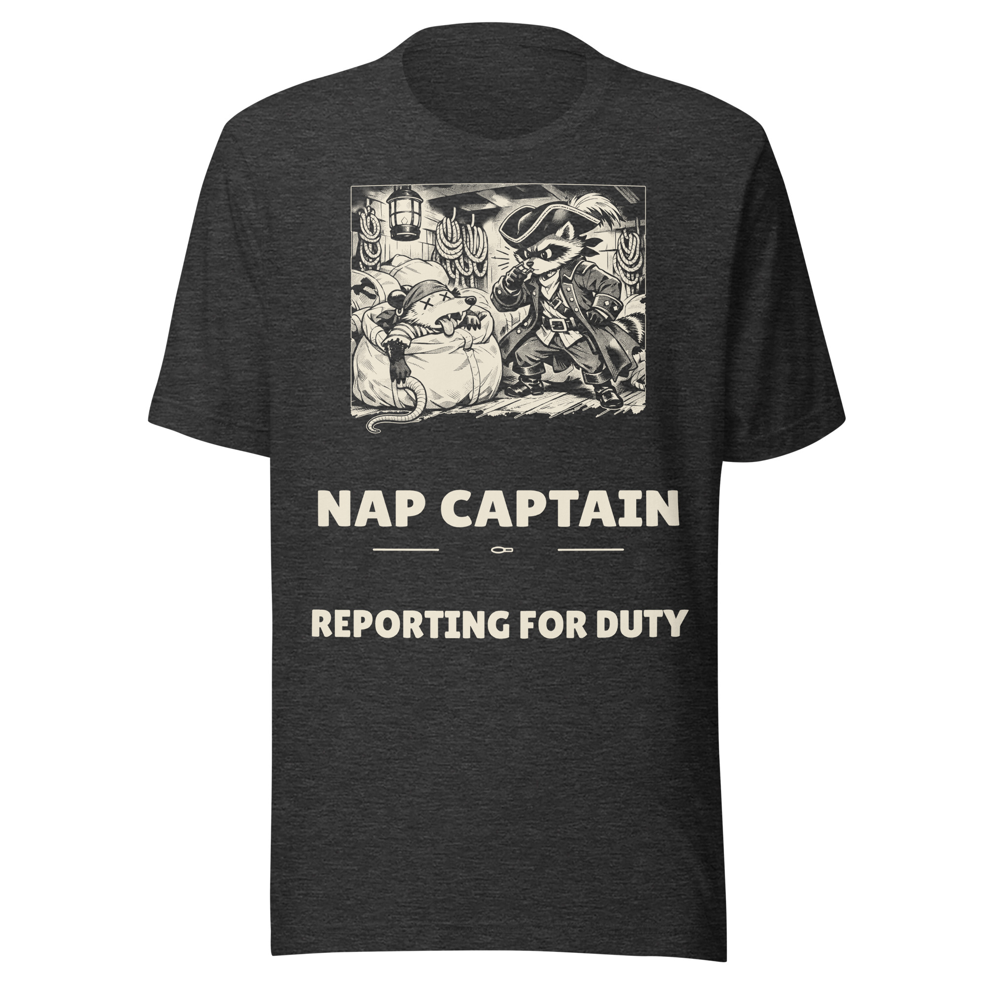 Nap Captain Reporting for Duty Shirt, Funny Possum Pirate Tee, Sailor Nap Humor T-Shirt, Boat Gift, Manga - Image 3