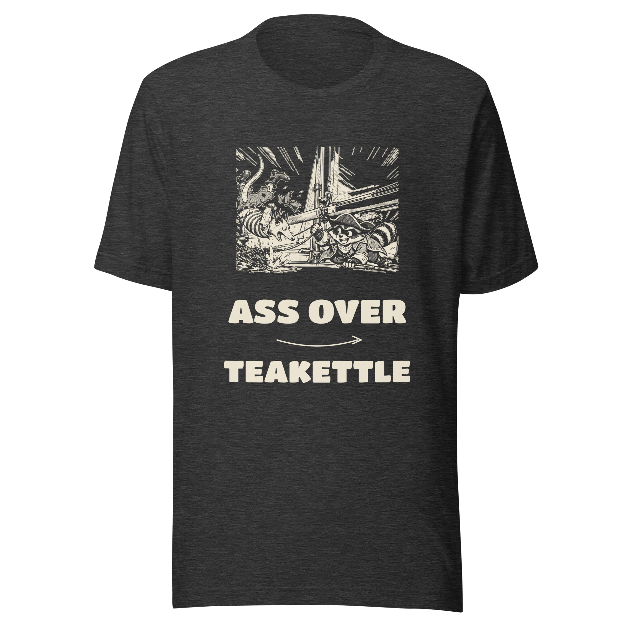 Ass Over Teakettle Shirt, Funny Sailing Wipeout Tee, Possum Boom Accident T-Shirt, Raccoon Pirate Manga Gift - Image 3