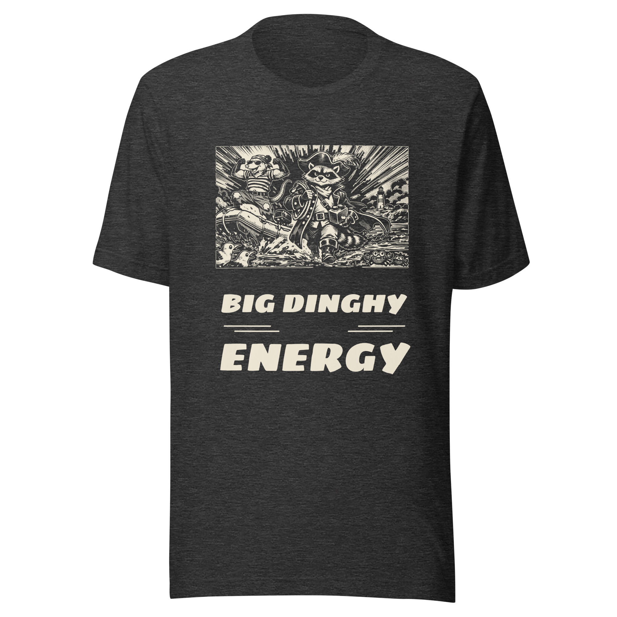 Big Dinghy Energy Shirt, Funny Boat Tee, Inflatable Dinghy Humor T-Shirt, Cruiser Gift, Raccoon Possum Pirate Manga - Image 3