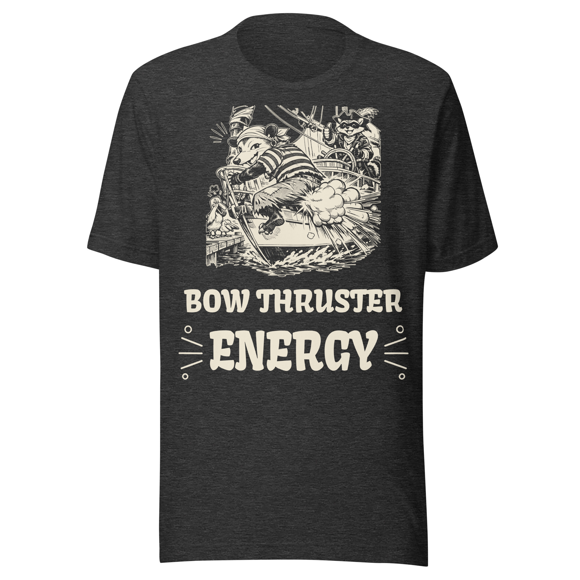 Bow Thruster Energy Shirt, Funny Sailing Fart Tee, Boat Docking Humor T-Shirt, Raccoon Possum Pirate Gift, Sailor Pirate Shirt - Image 3