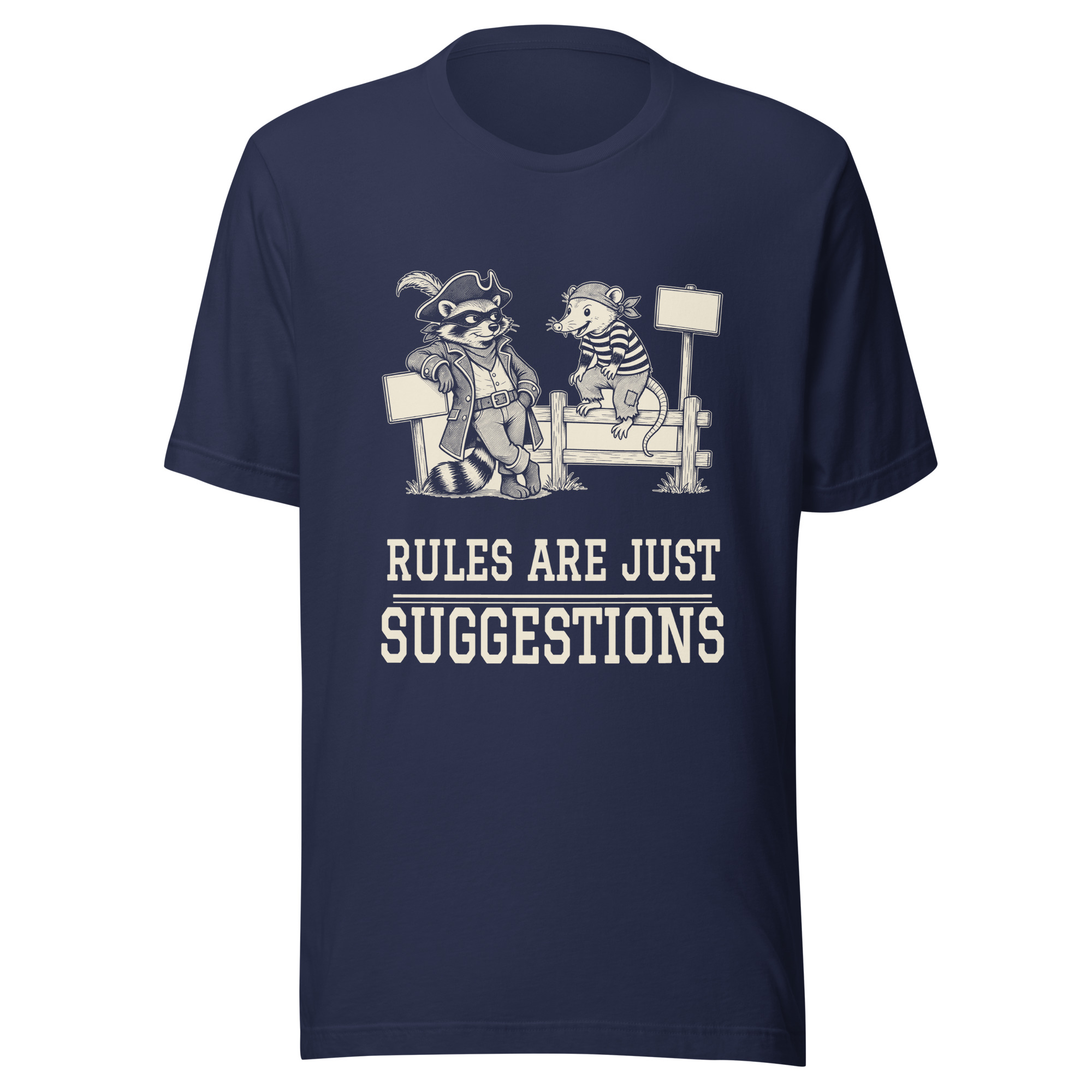 Rules Are Just Suggestions Shirt, Funny Raccoon Pirate Tee, Rebel Humor T-Shirt, Rule Breaker Gift, Sarcastic Raccoon Shirt - Image 2