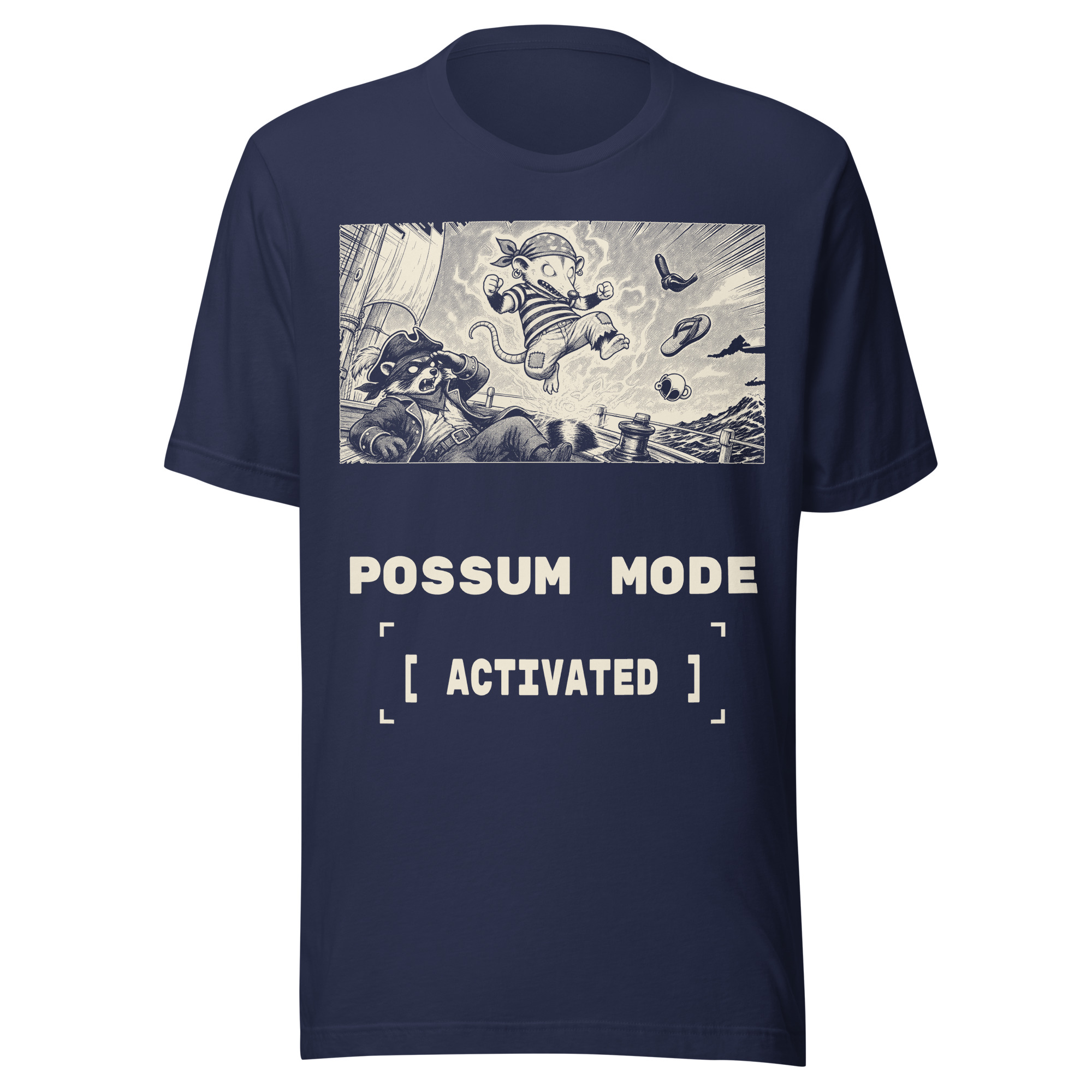 Possum Mode Activated Shirt, Funny Opossum Manga Tee, Possum Power Up T-Shirt, Gamer Possum Gift, Raccoon Pirate Shirt - Image 2