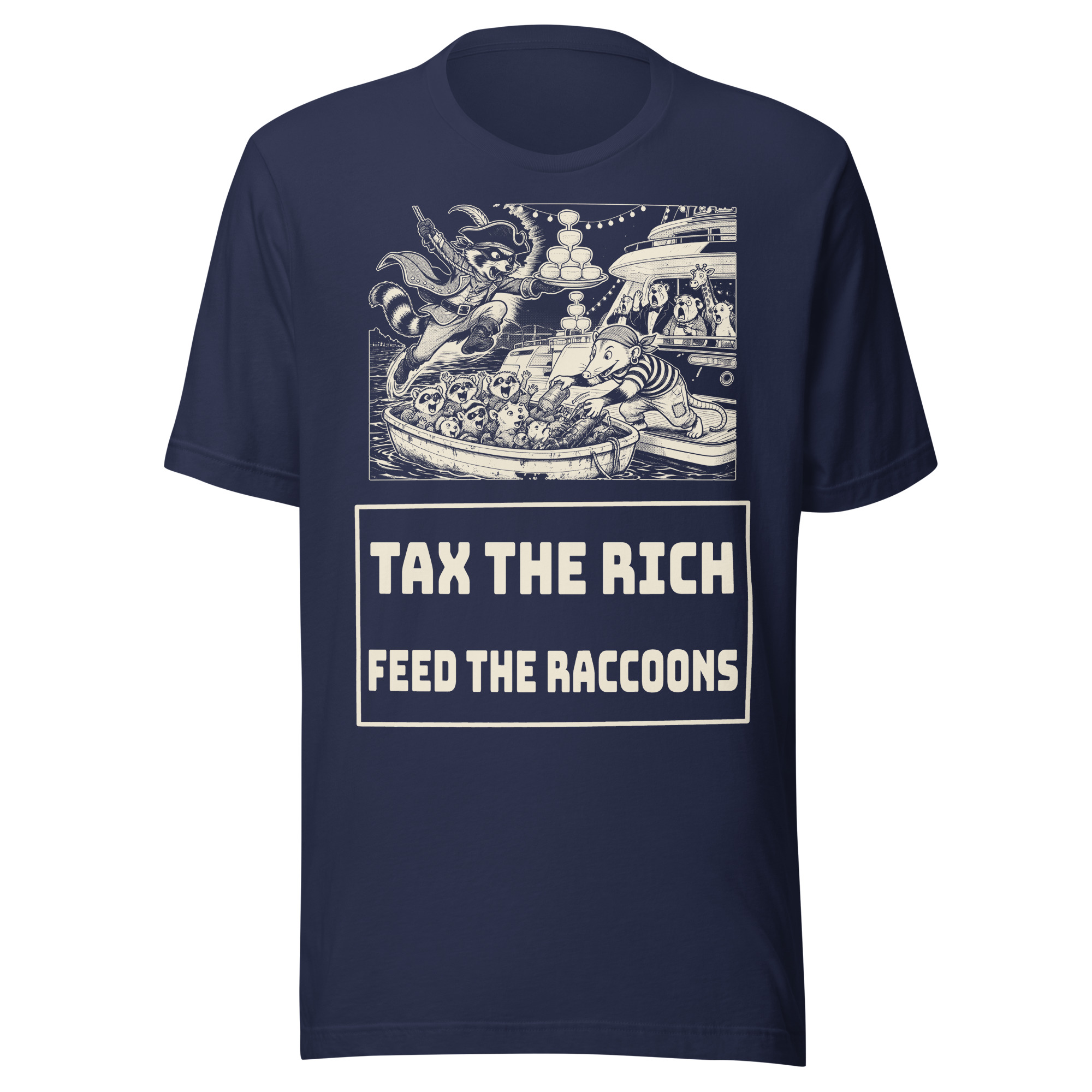 Tax the Rich Feed the Raccoons Shirt, Funny Raccoon Robin Hood Tee, Raccoon Pirate Protest T-Shirt, Opossum Manga Gift - Image 2