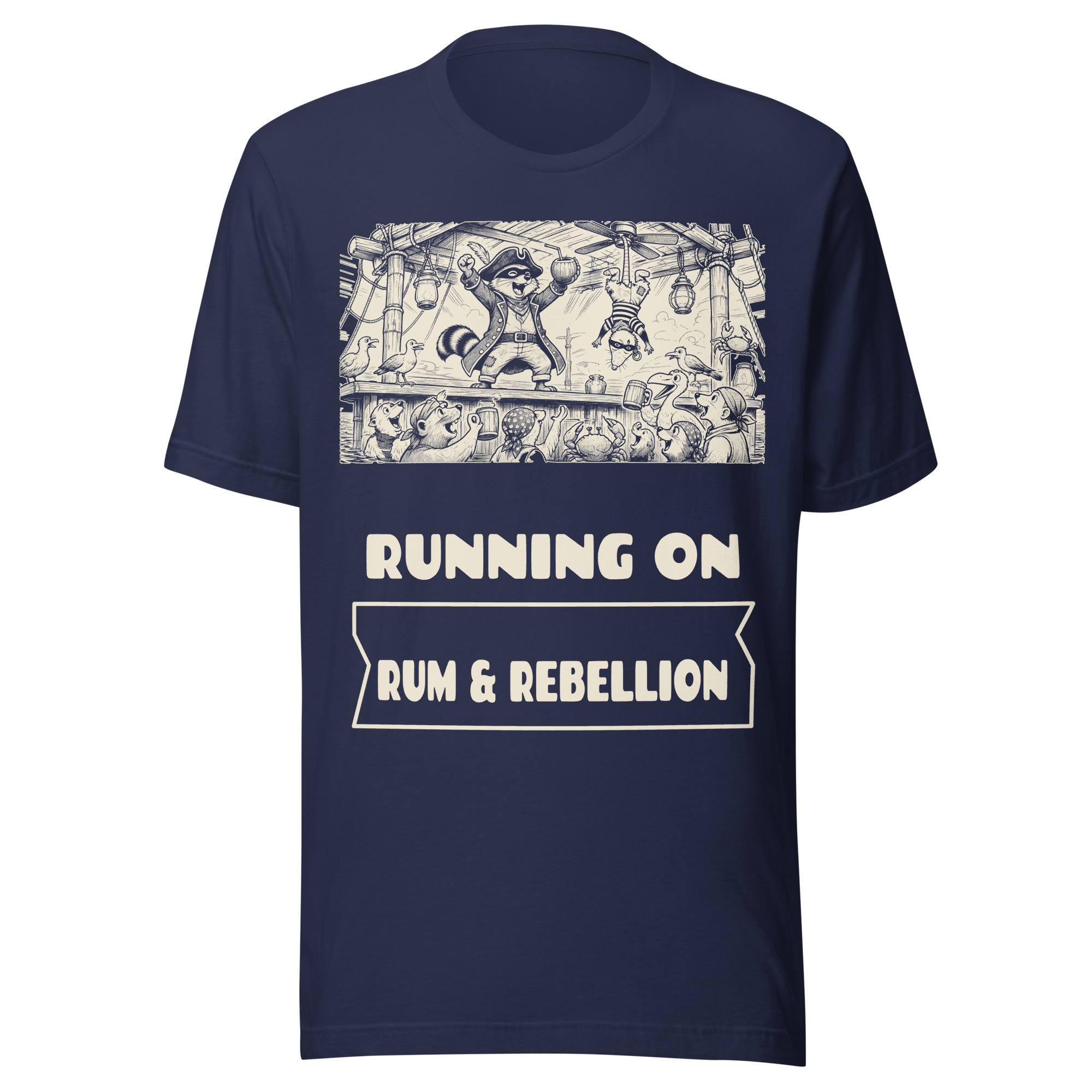 Running on Rum and Rebellion Shirt, Raccoon Pirate Tiki Bar Tee, Funny Opossum T-Shirt, Rebel Pirate Gift, Manga Shirt - Image 2