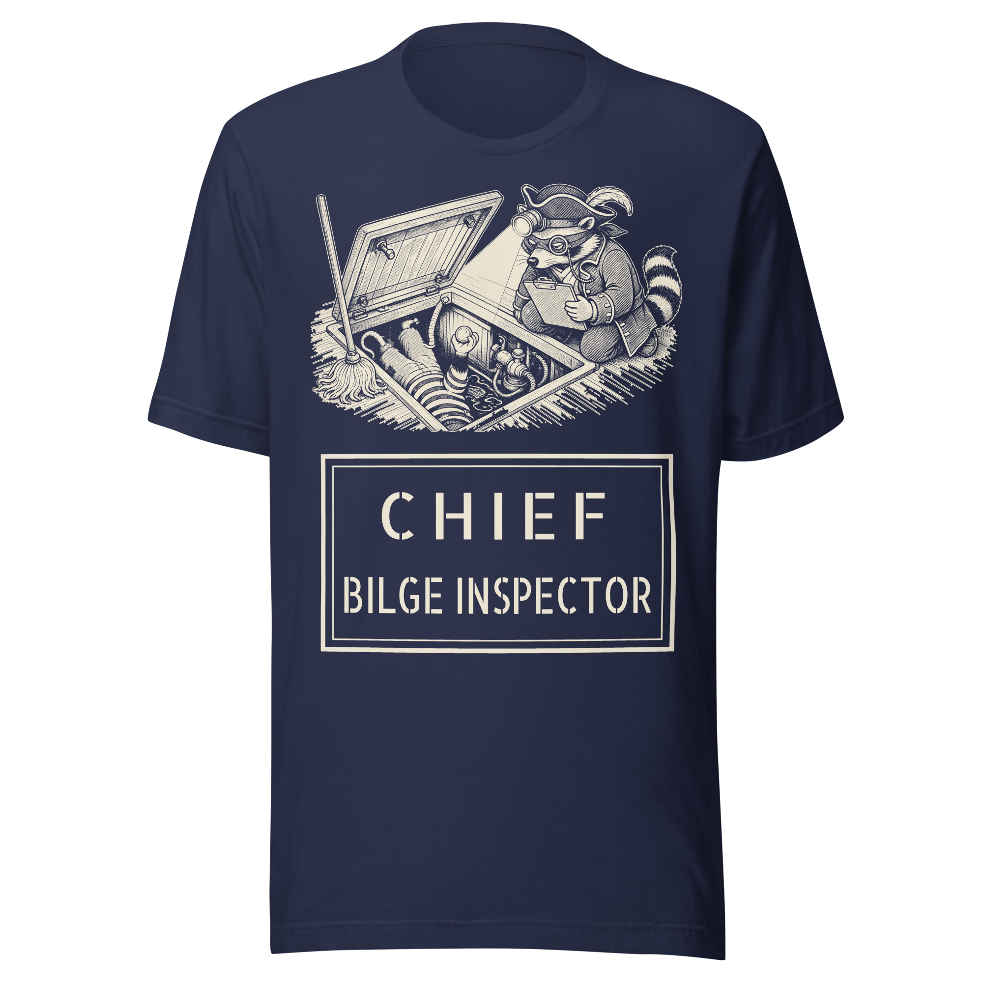 Chief Bilge Inspector Shirt, Funny Boat Owner Raccoon Tee, Sailing Humor T-Shirt, Opossum Pirate Gift, Boat Captain Shirt - Image 2