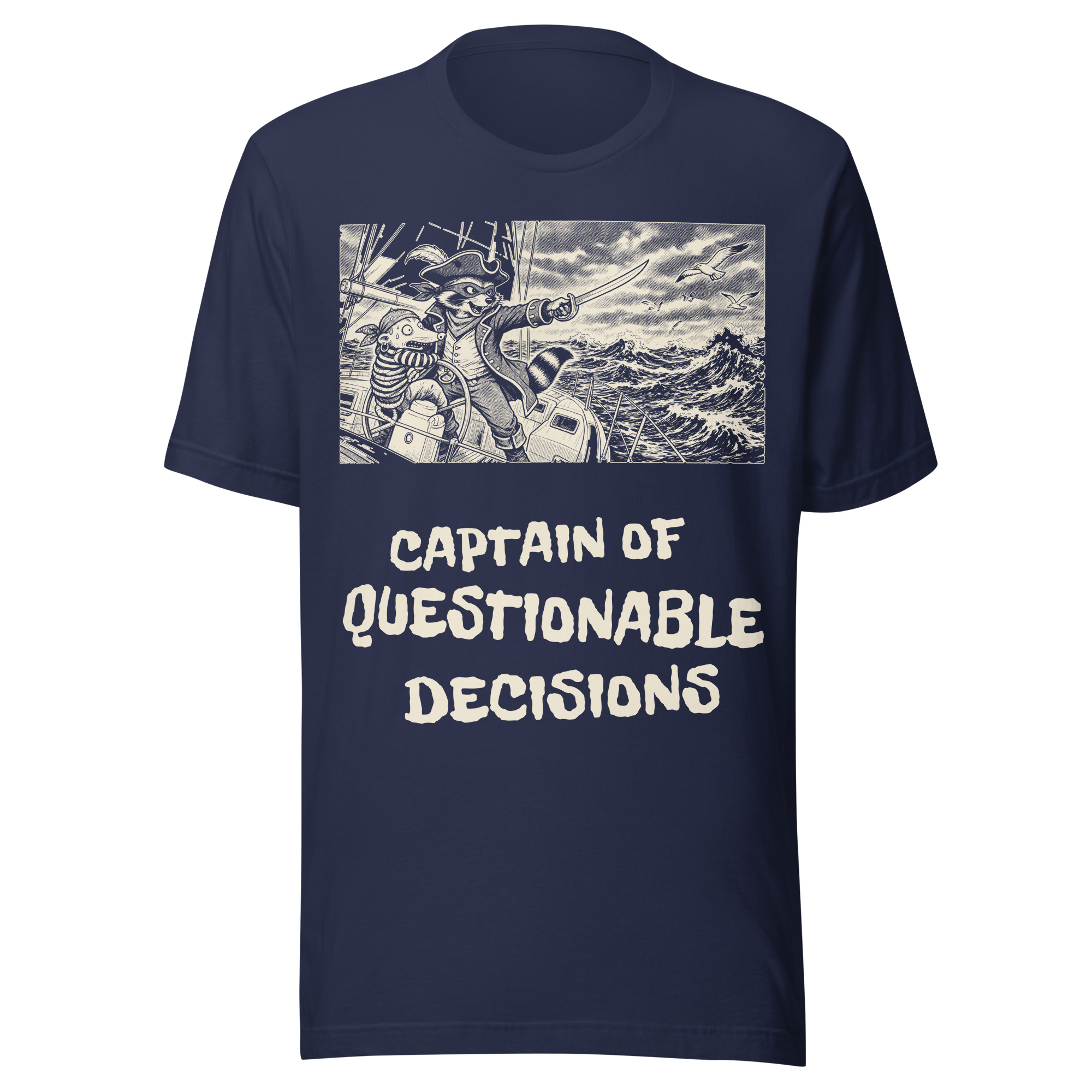 Captain of Questionable Decisions Shirt, Funny Raccoon Pirate Tee, Boat Captain Humor T-Shirt, Sailing Gift, Manga Shirt - Image 2