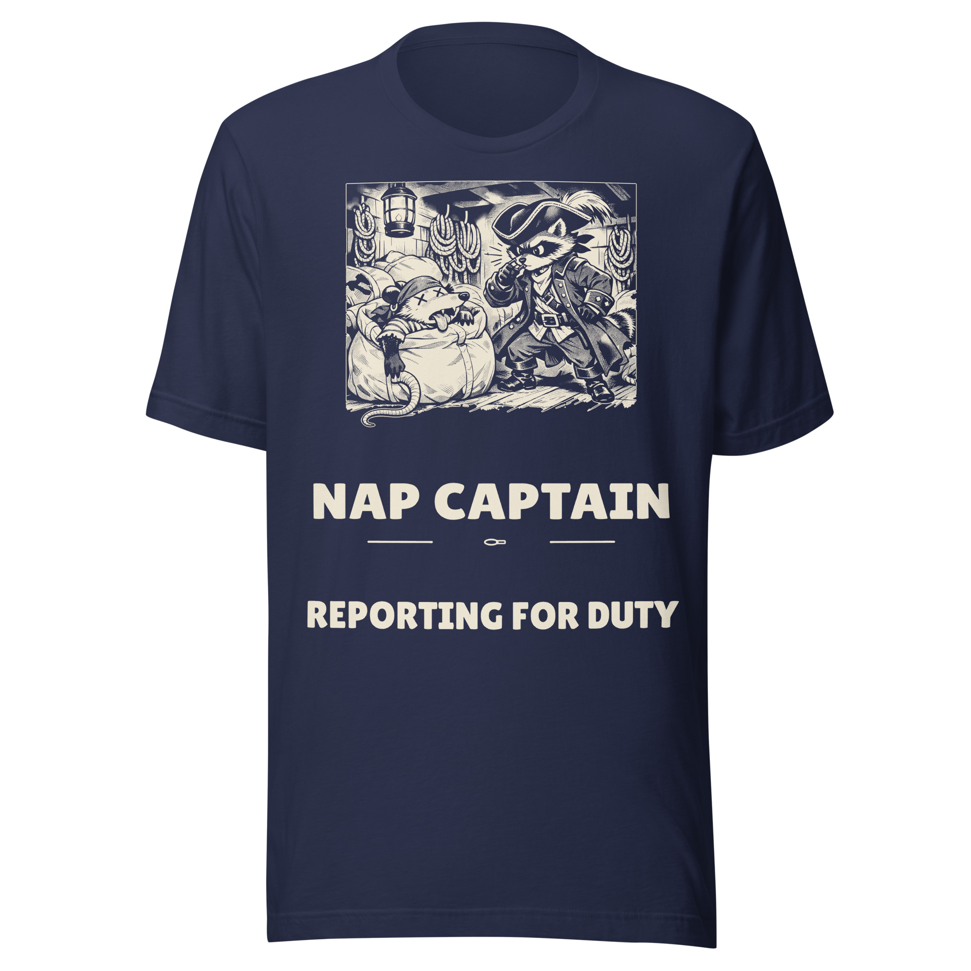 Nap Captain Reporting for Duty Shirt, Funny Possum Pirate Tee, Sailor Nap Humor T-Shirt, Boat Gift, Manga - Image 2
