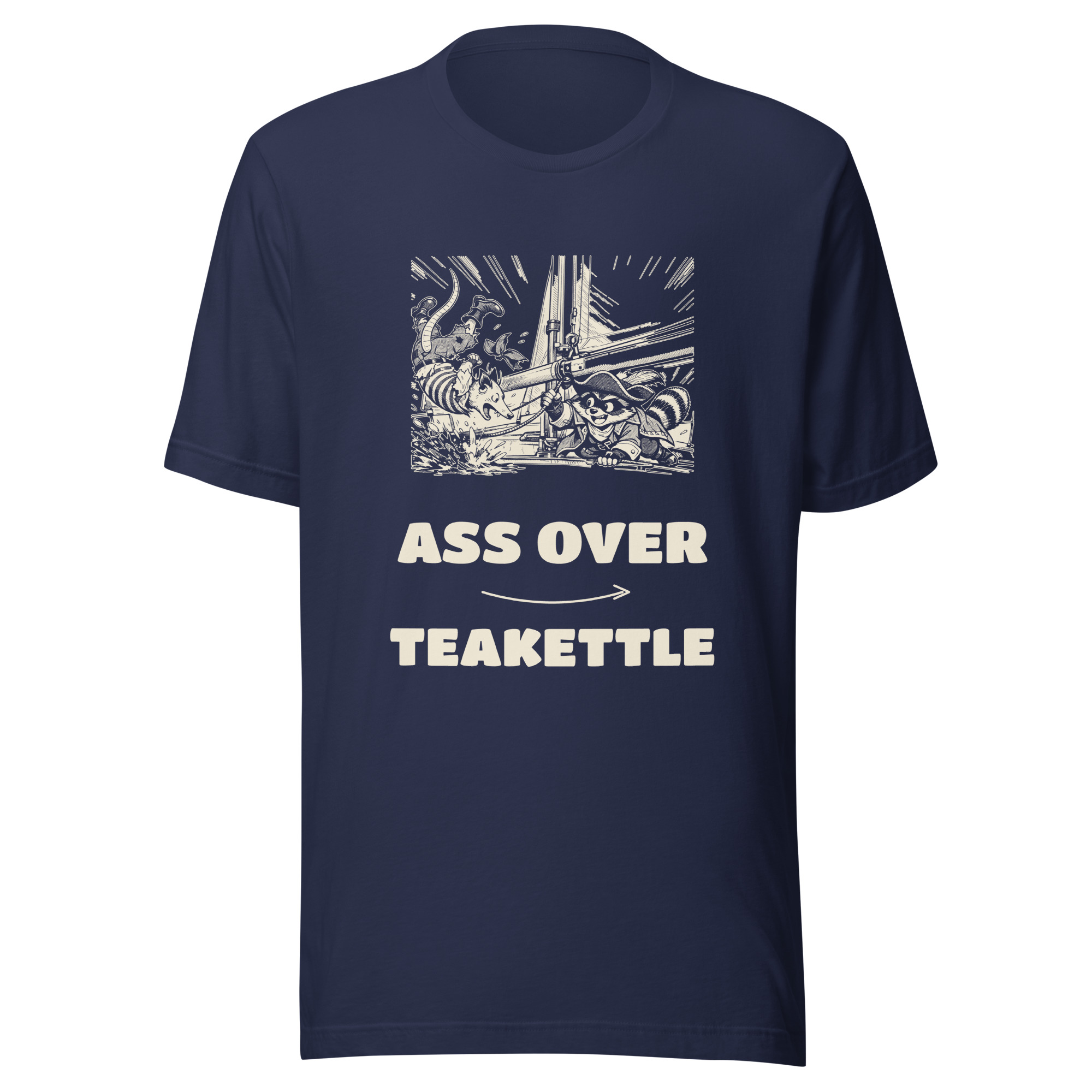 Ass Over Teakettle Shirt, Funny Sailing Wipeout Tee, Possum Boom Accident T-Shirt, Raccoon Pirate Manga Gift - Image 2