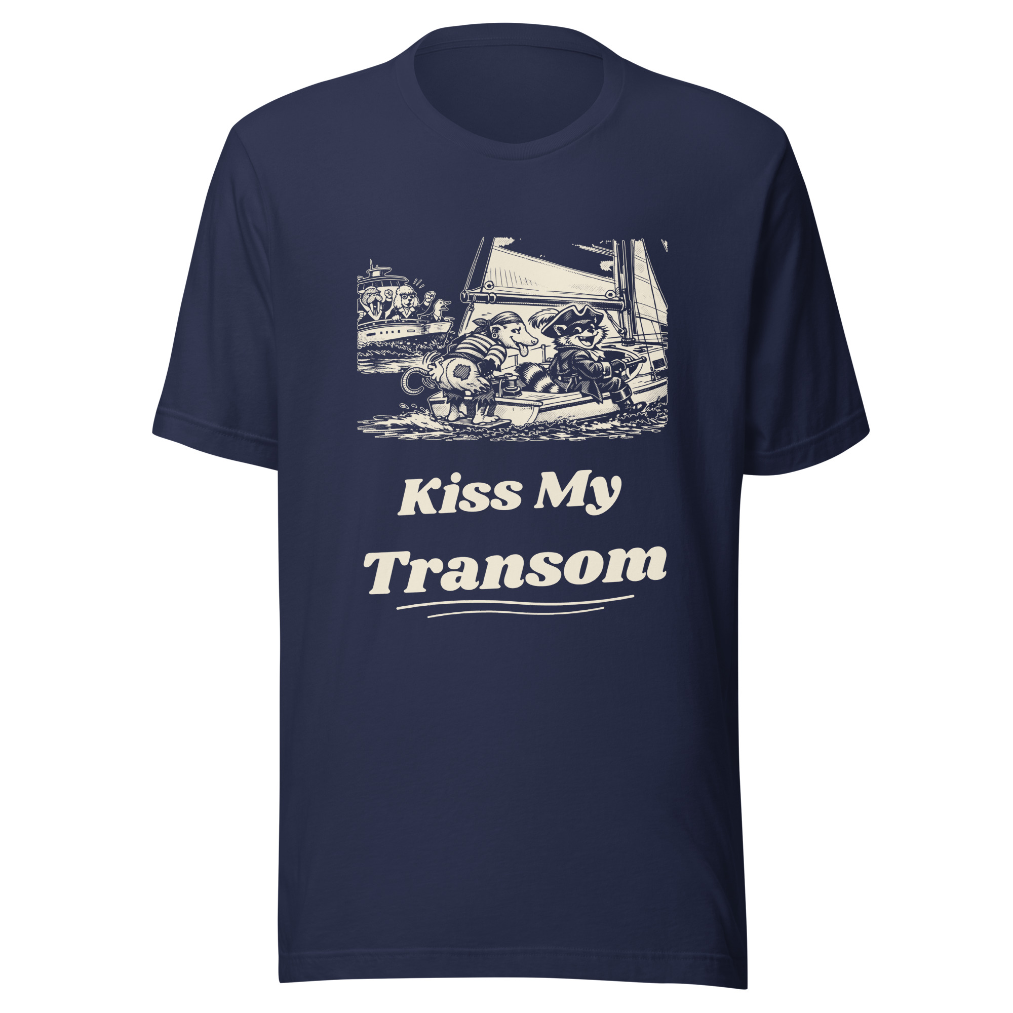 Kiss My Transom Shirt, Funny Sailing Tee, Cheeky Possum Pirate T-Shirt, Sailboat Owner Gift, Raccoon Pirate Shirt - Image 2
