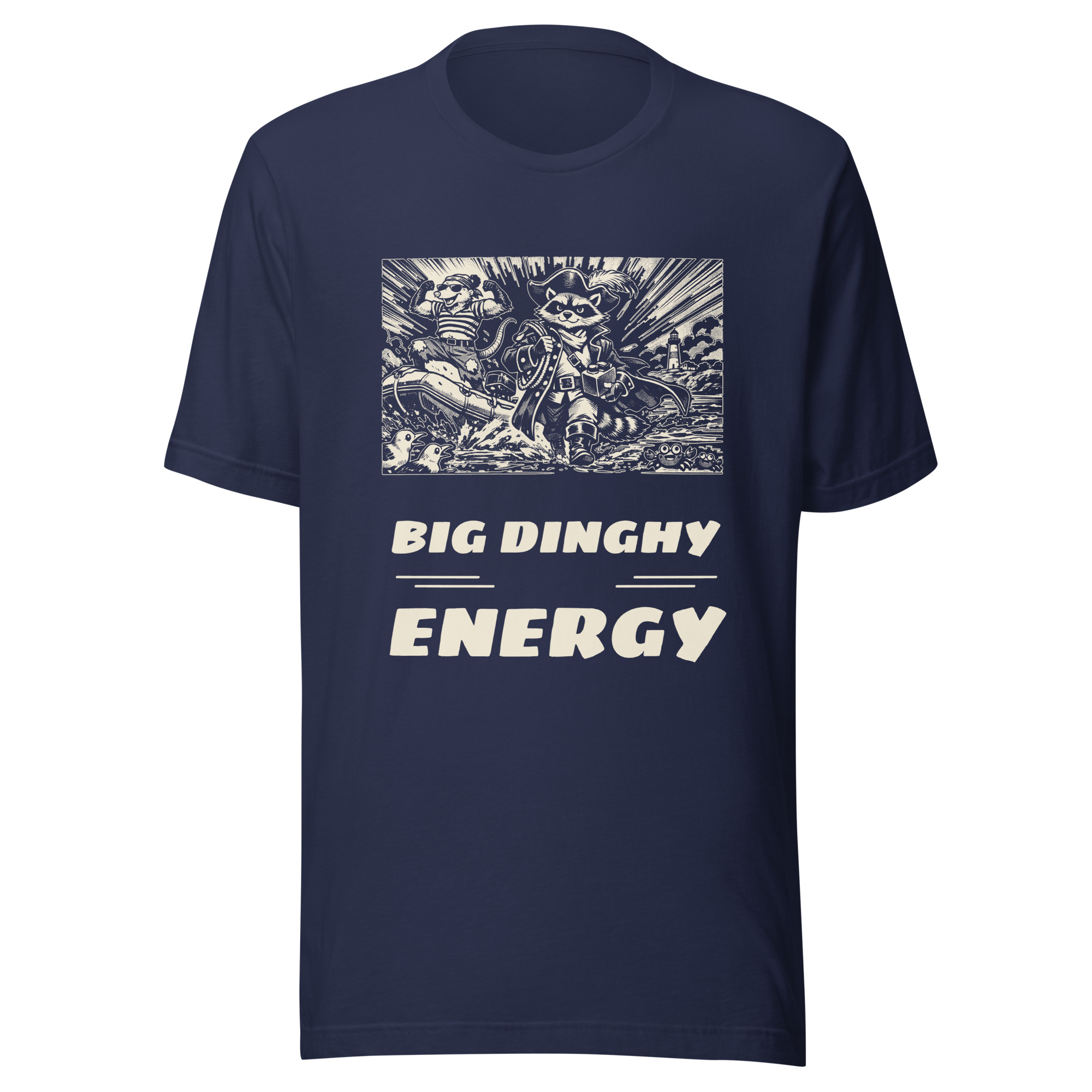 Big Dinghy Energy Shirt, Funny Boat Tee, Inflatable Dinghy Humor T-Shirt, Cruiser Gift, Raccoon Possum Pirate Manga - Image 2